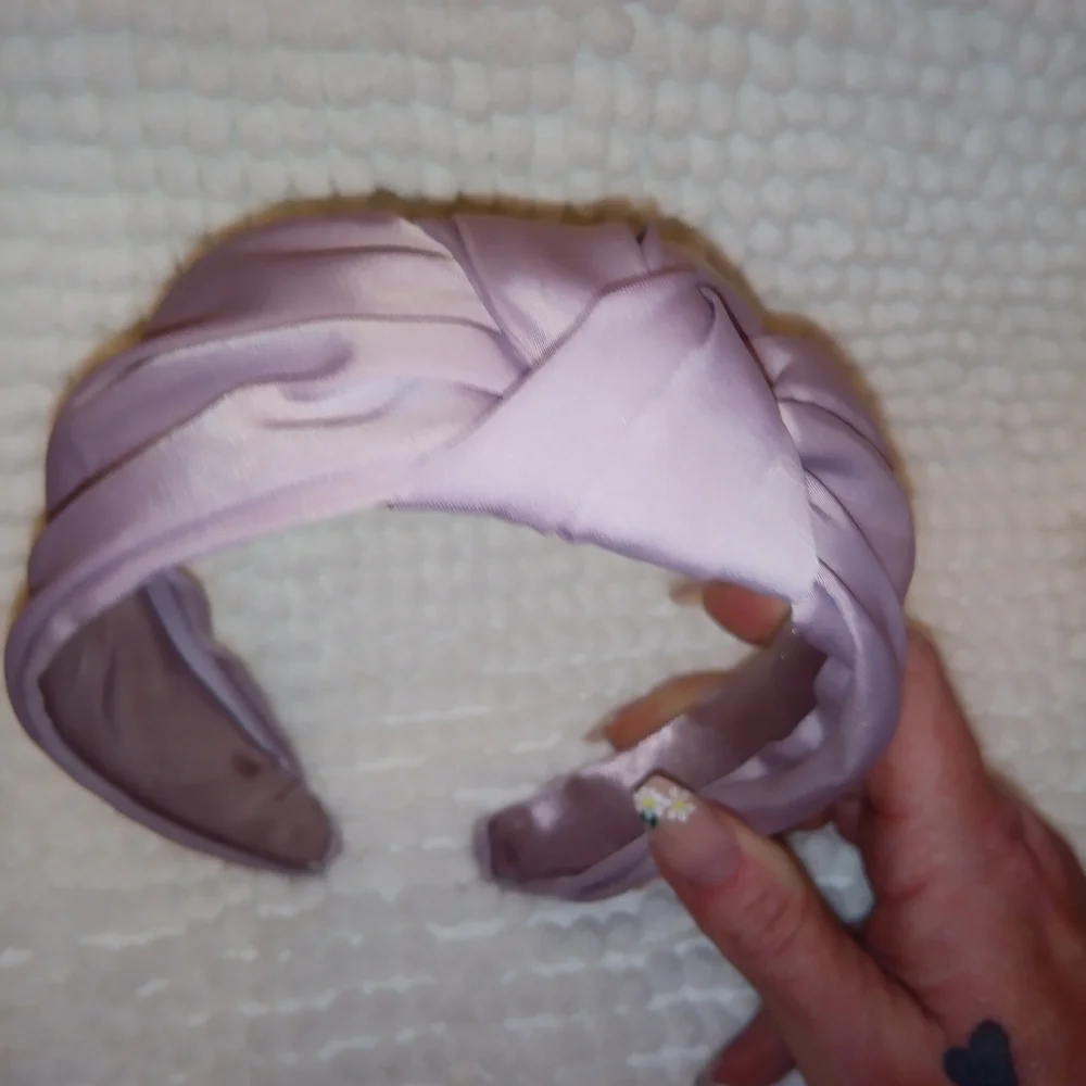 Dusty Rose / Mauve Satin Knotted Top Wide Headband
